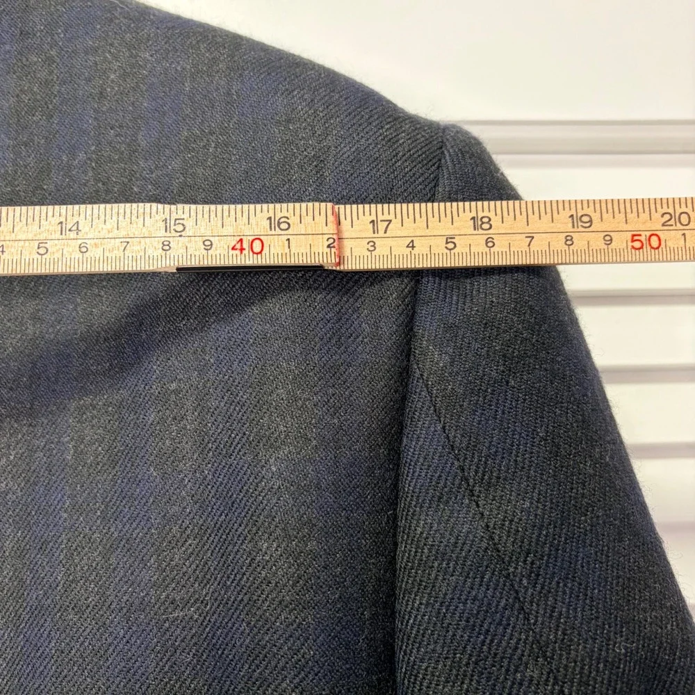 Lauren Ralph Lauren Mens Plaid Blazer Navy Blue Elbow Patches Sport Coat